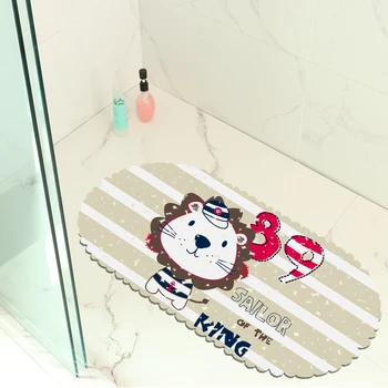 

Cartoon Oval Bath Mat Non Skid Sucker Bathroom Decorative Bath Mats Eco-friendly Toilet Carpet PVC Shower Room Mat Pad