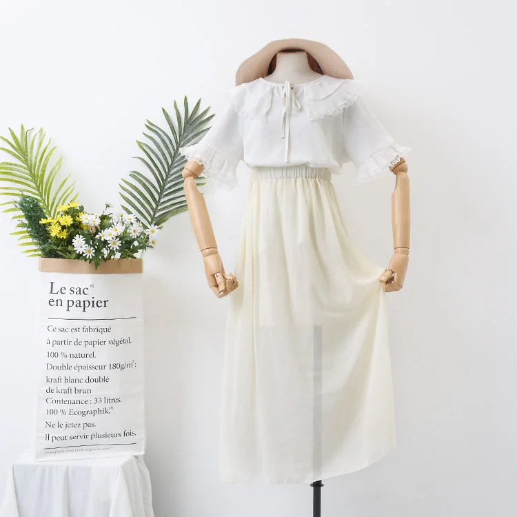 

Summer Solid Color Elastic High-waisted A- line Skirt Elegant Loose-Fit Slimming Skirt