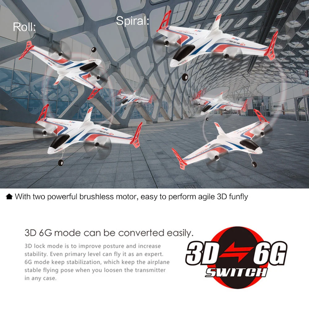 X520 2,4G 6CH 3D 6G RC вертолет Дрон VTOL вертикальный взлет Land Delta крыло RC самолет с переключателем режимов дистанционного управления игрушки