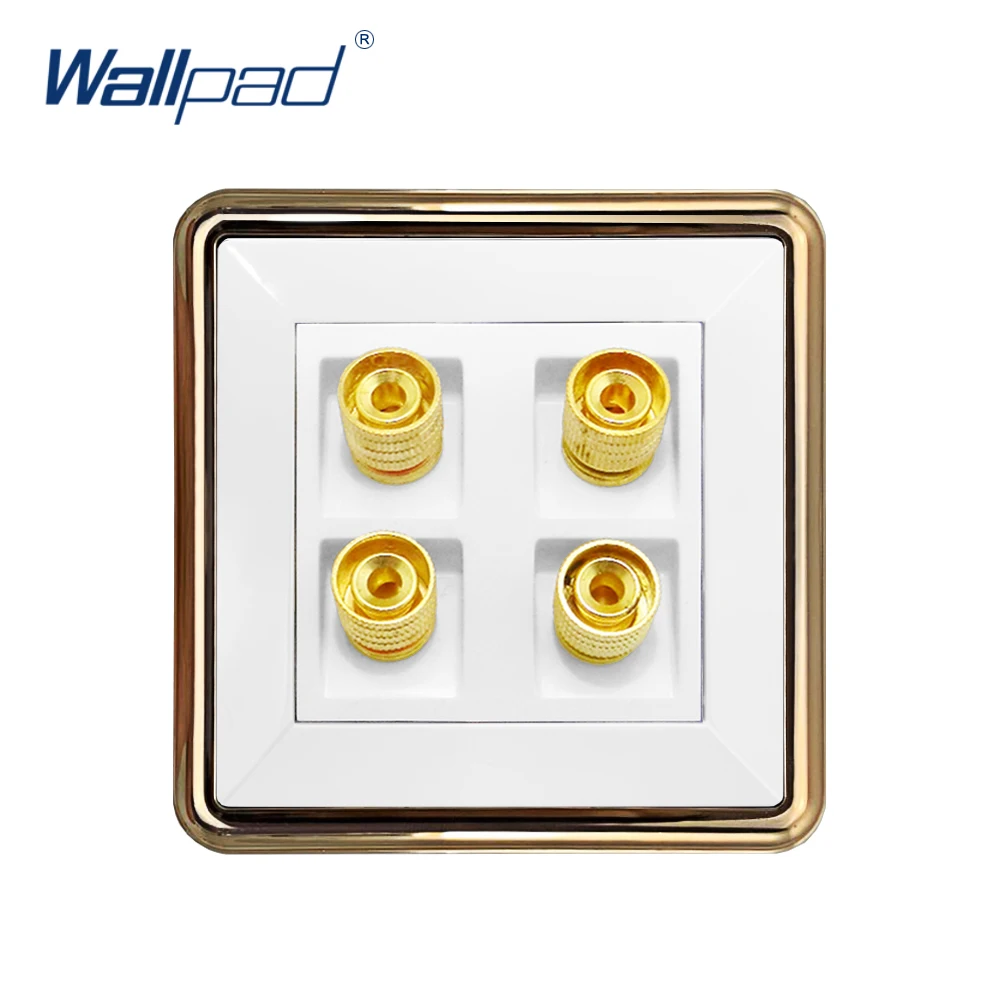 

2019 Wallpad 4 Pin Audio Socket Wall Electrical Power Socket Outlet Gold Panel 110-250V