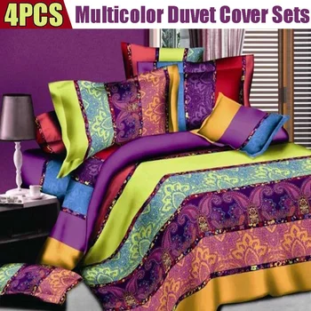 

3D Printed Colorful Bedding Set 4 Pcs/Set Soft Comforter Household Pillowcase Quilt Cover Duvet Bedspread Bed Sheet Bedding Set