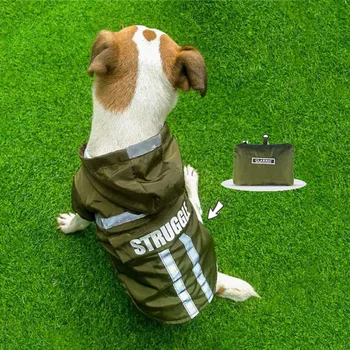 

Polyester Reflective Dog Raincoat Folding Storage Mesh Breathable Waterproof Dog Coat Used with Leash Rope Pet Dog Clothes Stuff