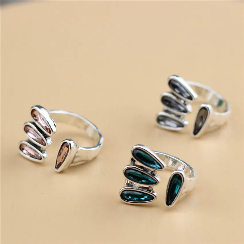 ANSLOW Fashion Vintage Open Adjustable Metal Rings Women's Anniversary Wedding Engagement Crystal Ring For Female Girl LOW0073AR finger ring,wedding rings,adjustable rings,wedding ring,opening ring,zircon crystal ring