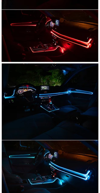 Lumière LED RVB pour intérieur de voiture, décoration ambiante, lampe,  bandes de fibre optique, lumière par application, contrôle du son,  bricolage, musique, 12V, 6 en 1 - AliExpress