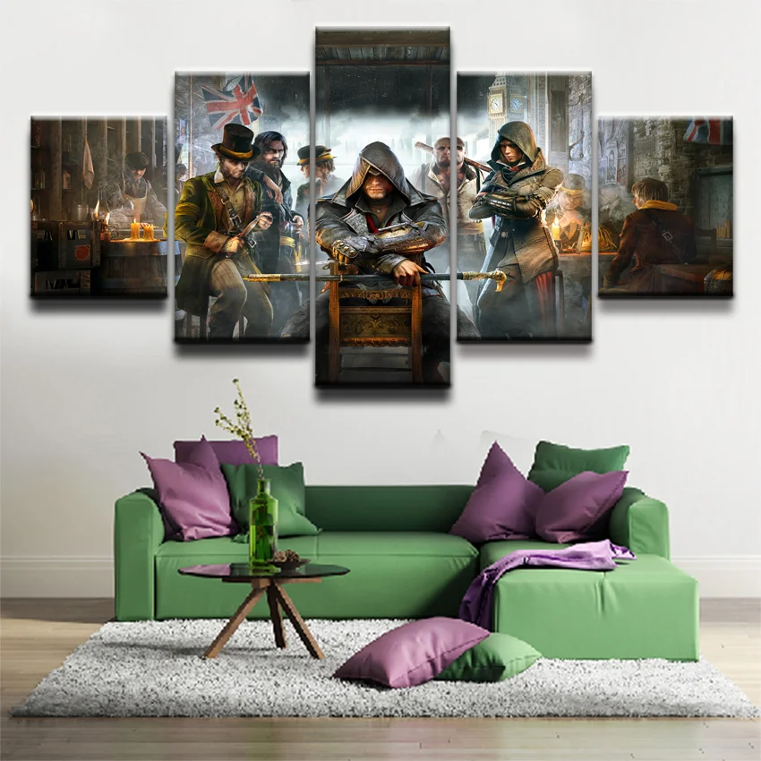 Фоторамки для гостиной с принтом домашнего декора 5 шт. игровые персонажи Assassin's