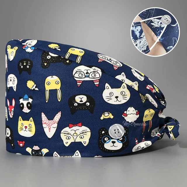 Fashion cotton Cute bird Cartoon print hats adjustable Scrub hat beauty salon nursing cap laboratory pet shop fashion scrub caps 12209