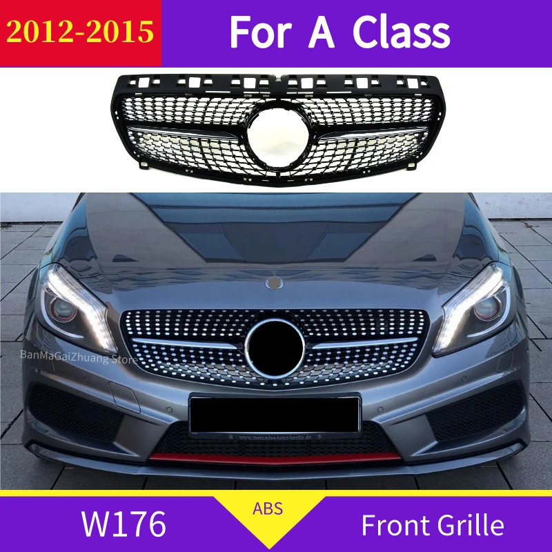 W176 Алмазная решетка для mercedes A Class 2012 2015 A180 A200 A220 A250 A260 A45 передний бампер ABS без