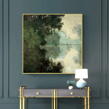 

Nature Tree Lake Landscape Poster Pictures Canvas Painting Abstract Wall Art Print Painting for Lving Room Home Decoration Gift