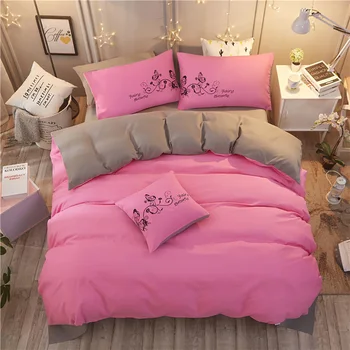 

Solid Color Simple Bedding Set Polyester Duvet Cover Bed Sheet Pillowcase Bedclothes 3-4pcs/Set Bedroom Bed Set Home Textile