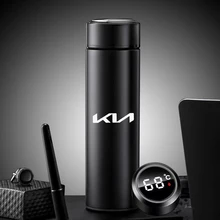 

500ml Stainless Steel Thermo Bottle Thermal Cup Temperature Display Vacuum Flasks For Kia Rio 2 3 4 X Line Kombi Sedan K5 K2 K3