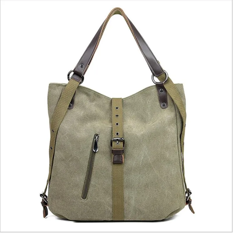 Spot fashion new women's handbag large capacity single shoulder backpack double shoulder back Korean version of canvas women bag