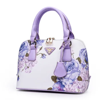 

women's bag 2020 new National PU Bucket Floral Soft Zipper blue and white china Shoulder Bags handbag luxury designer bag