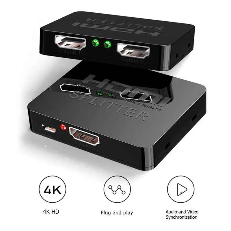 4K HDMI сплиттер конвертер HD 1080p видео HDMI коммутатор 1 вход 2 выход усилитель двойной дисплей для HDTV DVD PS3 Xbox PS3/4/5