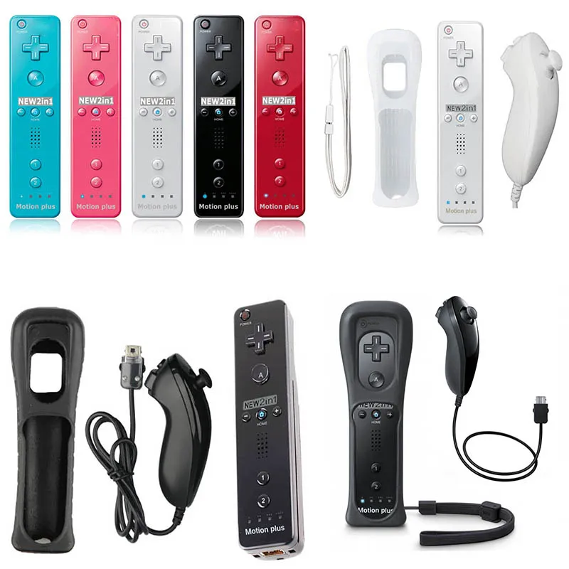 Пульт дистанционного управления для Wii 2 в 1 Motion Plus с Bluetooth беспроводной пульт Nunchuck