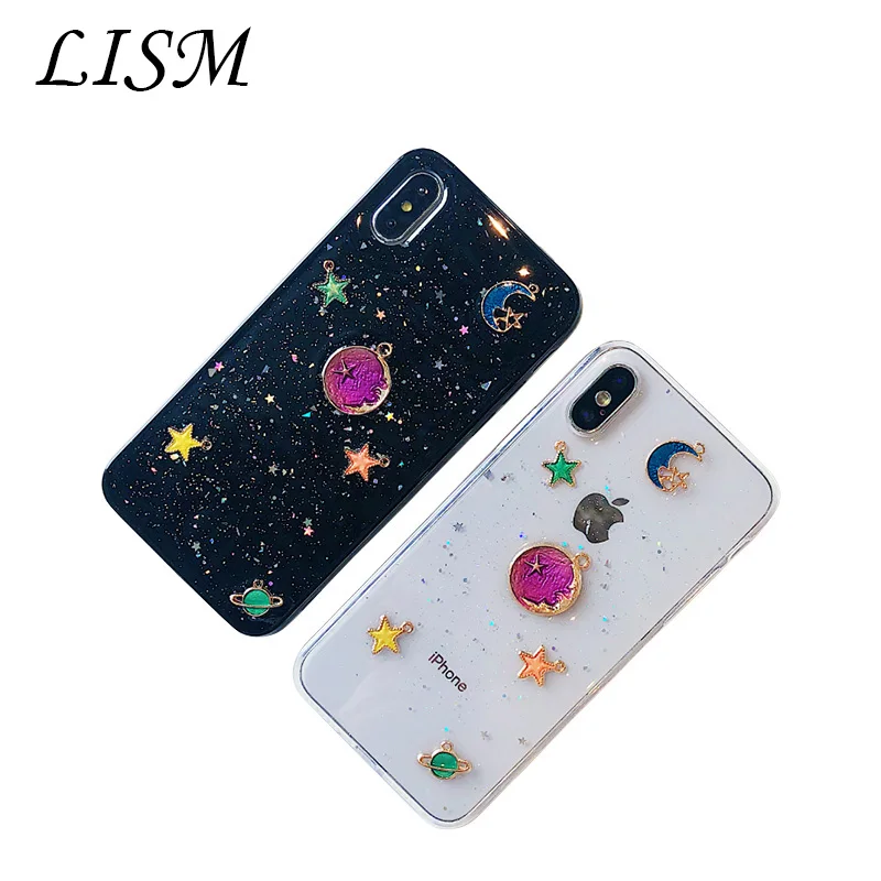 

For Purple planet cell Phone Case For iPhone X XS Max XR Soft TPU Cover For iPhone 6 7 8 6s Plus Glossy Case Dropping glue