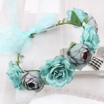 

Crown Wedding Bride Wreath of Flowers Head Band Bohemia Women Hair Accessories Flower Headband Holiday Style Headpiece