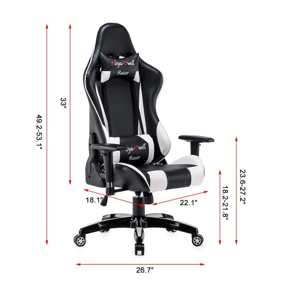 Ehomebuy Gaming Chair Office Chair High Back Racing Chair Reclining Ergonomic Adjustable Swivel Task Chair with Headrest Ehomebuy Gaming Chair Office Chair High Back Racing Chair Reclining Ergonomic Adjustable Swivel Task Chair with Headrest