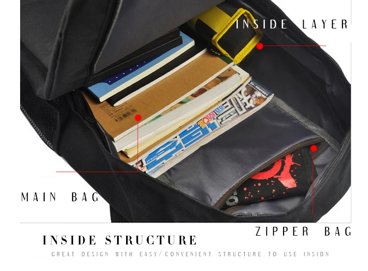 Anime Fall Out Boy Backpack Middle High School Students Bookbag Schoolbag (24)