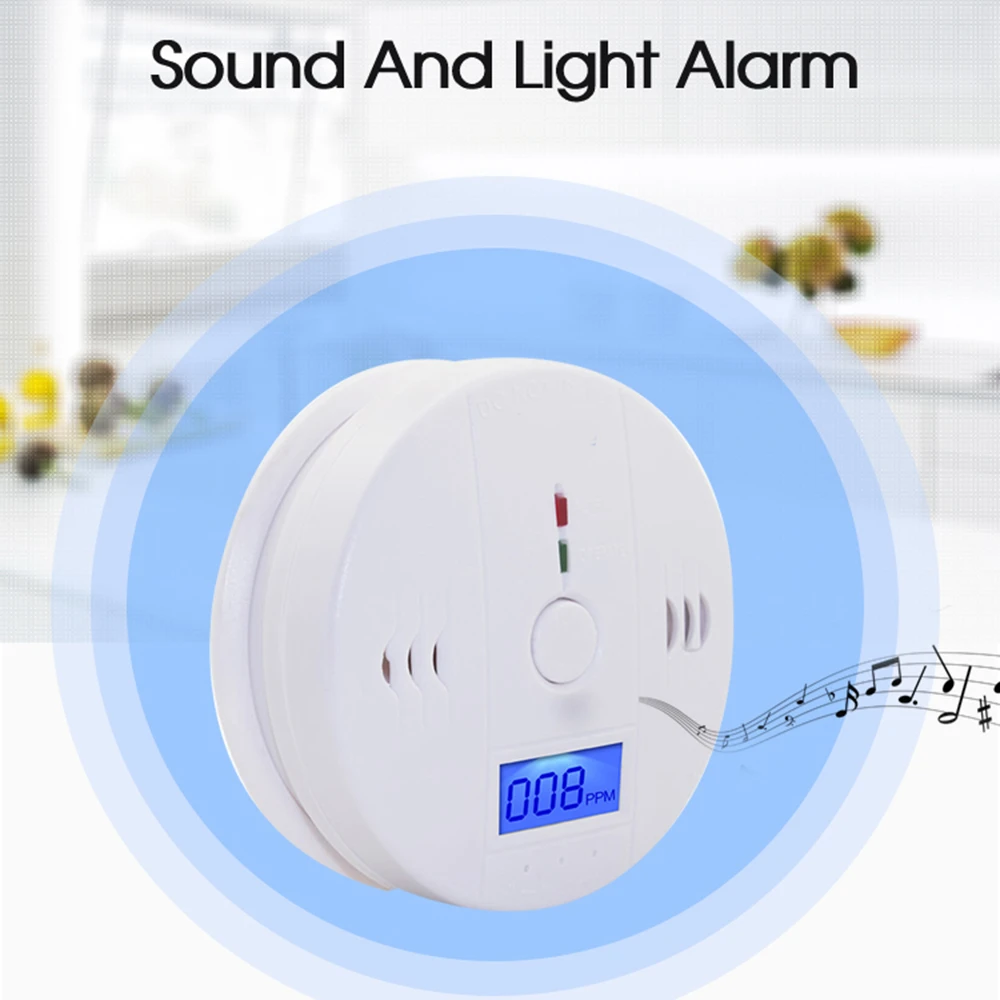 

LED Lighting Independent Alarm Sensor Smoke Detector LCD Carbon Monoxide Tester Warning Danger Fire Alert For Home Apartment