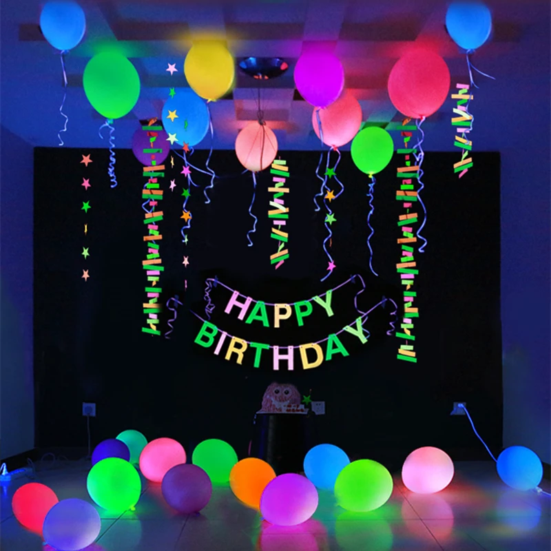 Get Your Glow On Birthday Party Supplies Neon Banner Fluorescent Balloon Garland For Glow In the Dark Bachelor Party Wedding