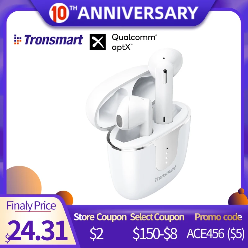 

Tronsmart Onyx Ace TWS Bluetooth 5.0 Earphones Qualcomm aptX Wireless Earbuds Noise Cancellation with 4 Microphones,24H Playtime