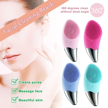 

Mini Electric Facial Cleansing Brush Silicone Sonic Face Cleaner Deep Pore Cleaning Skin Massager Face Cleansing Brush Device