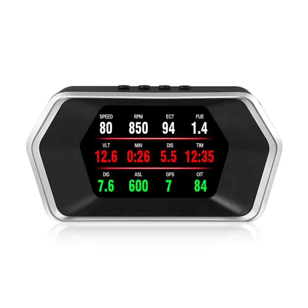 Автомобильный дисплей HUD OBD2 + GPS двойная система для отображения времени пробега