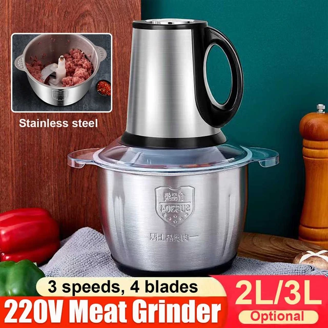 304 Stainless Steel Electric Meat Chopper Meat Grinder Mincer 2 Speeds 4  Blade 2L/3L Capacity Food Processor Cutter Meat Slicer - AliExpress