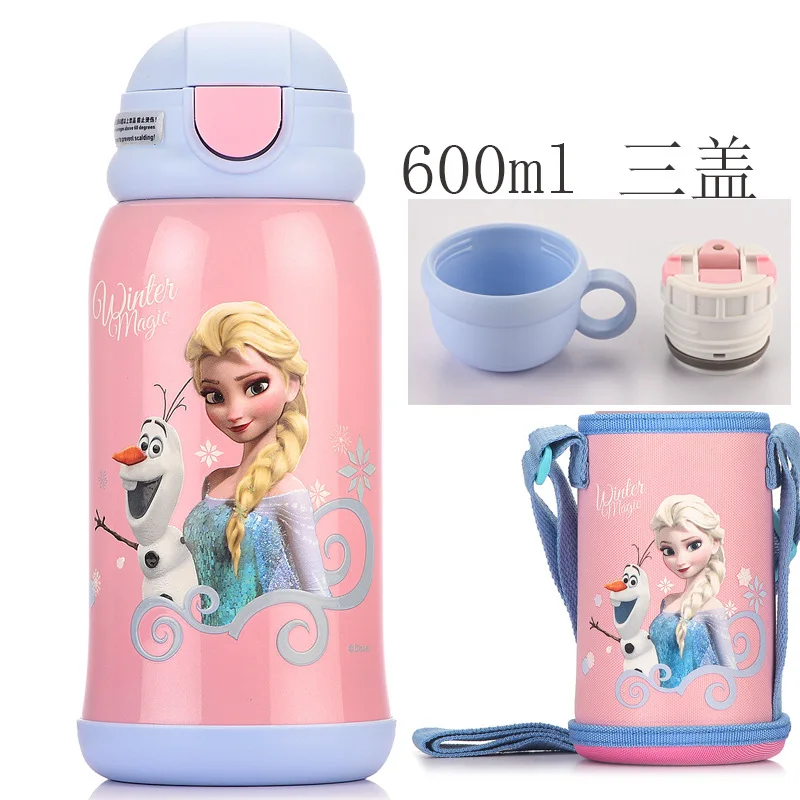

Frozen Children Insulated Cup 316 Stainless Steel Students Thermal Insulation Kettle Three Cover Disney Drink Water Cup