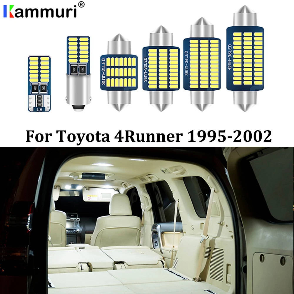 KAMMURI, 10 шт., без ошибок, белый светодиодный светильник посылка для салона автомобиля, набор для 1995-2002, Toyota 4 Runner, аксессуары, светодиодный, для интерьера