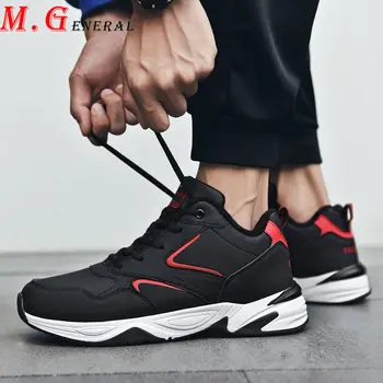 

Winter Sport Shoes Men High-Top Leather Sneakers Man Thick Bottom Red Sports Shoe Lightweight Big Size Men's Running Shoes B25
