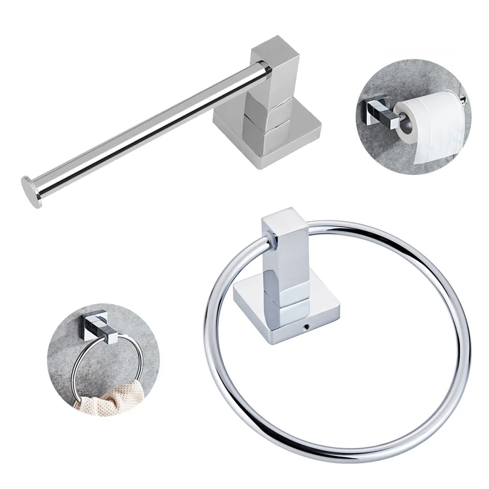 

1X Paper Holder+1X Towel Ring Bathroom Toilet Kit Wall Hanging Hanger Mount Home Room Decoration