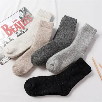 

Winter Men's Warm Wool Socks Super Thicker Solid Socks Men's Snow Against Cold Warm Thickened Plus Velvet Towel Socks