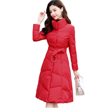 

Long Parkas Female Women Winter Jacket Coat Thick Cotton Warm Jacket Down Cotton Jacket Parkas Solid Color Elegant Outerwear