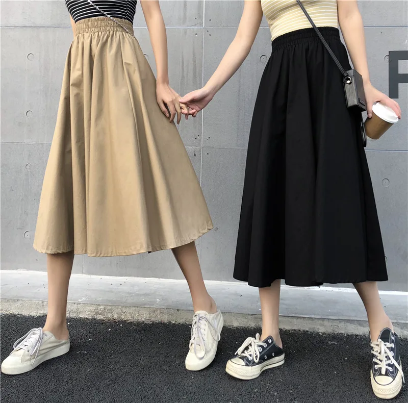 

Autumn And Winter Net Price Ingredients 572 # Korean-style CHIC Loose-Fit Versatile High-waisted Big Skirt Pleated Mid-length A-