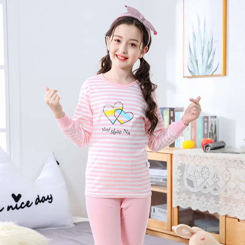 Одежда для подростков Пижама для мальчиков и девочек, детская хлопковая одежда для сна Домашняя одежда Детская Пижама Детские пижамы с длинными рукавами