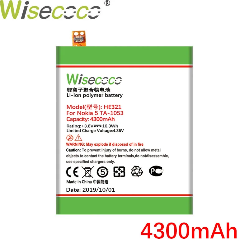 Wisecoco HE321 HE336 4300 мАч мощный аккумулятор для Nokia 5 Dual SIM(TA-1053 DS) Замена аккумулятора телефона+ номер отслеживания