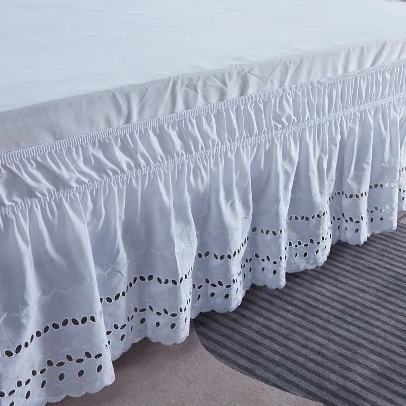 Embroidered Craft Ruffled Bed Skirt With Wrinkle & Fade Resistant Fabric -15 Inch Height bed skirt
