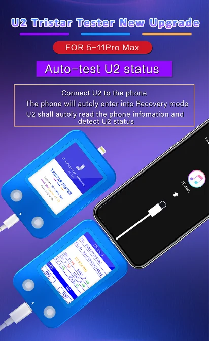 JC U2 Tristar Тестер быстрый детектор для iPhone U2 заряд IC неисправность SN серийный номер DFU Быстрый детектор Инструмент Новое обновление
