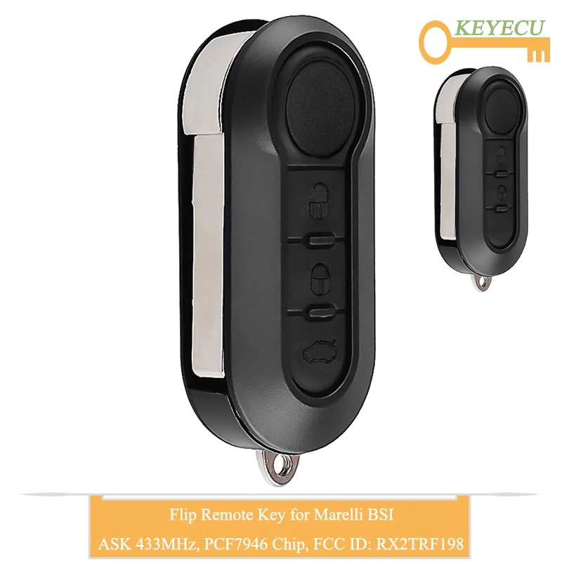 Раскладной Автомобильный ключ KEYECU для Fiat 500L MPV Ducato Citroen Jumper Peugeot Boxer 2008-15 Fob 2B 3B - 433MHz