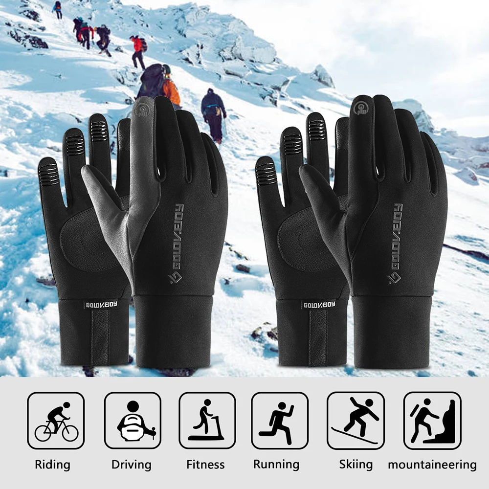 1 пара, зимние теплые перчатки для женщин и мужчин, лыжные перчатки, зимние перчатки с сенсорным экраном, непромокаемые перчатки с подкладкой для катания на лыжах, велоспорта, пеших прогулок