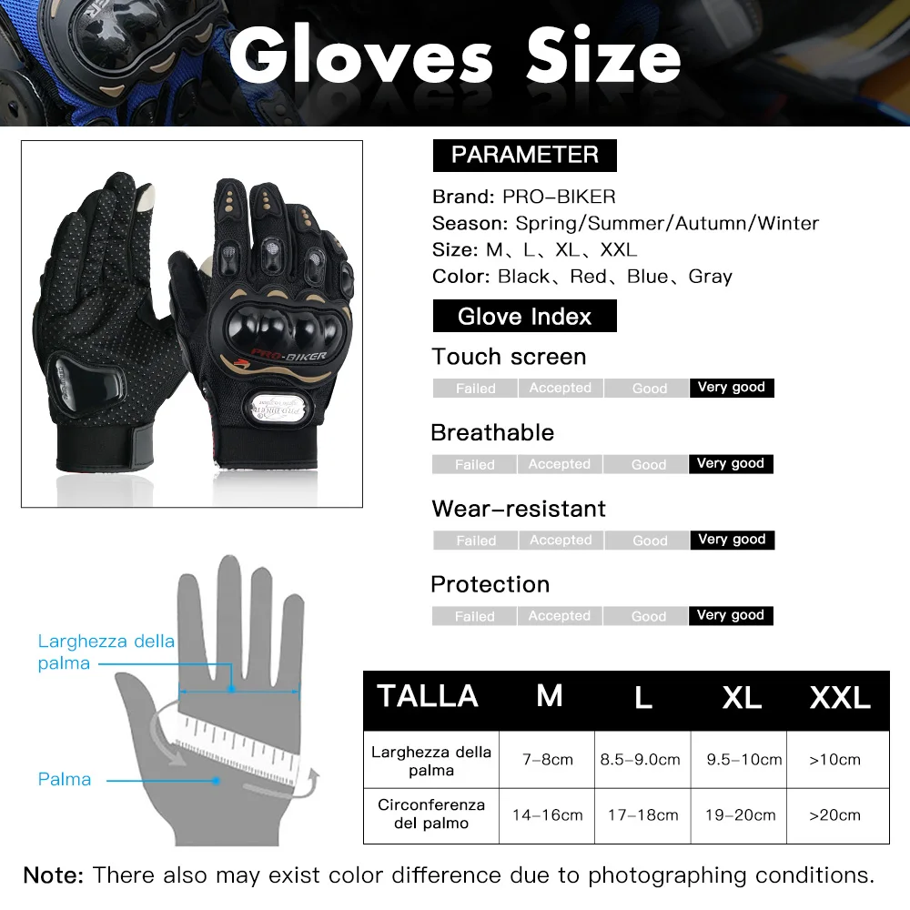LYDQ Impermeable Finger Kawasaki Completa Guantes de Moto de Motocross Moto Guantes de protección Guante de Engranajes
