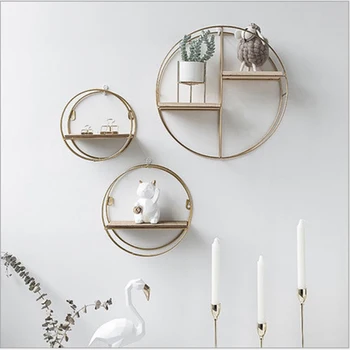 

Geometric Storage Rack Wall Hanging Golden Storage Display Shelf Potted Art Decorative Room Home Frame Living Office Accessories