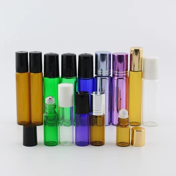 

5pc 3ml 5ml 10ml Roll On Roller Glass Bottles For Essential Oils Perfume Small Roller Vial Travel Test Sample Deodorant Bottle