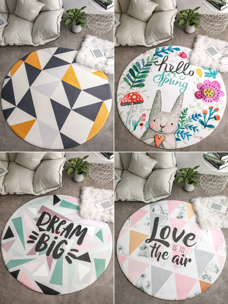 Круглый ковер, Скандинавское мультяшное круглое одеяло, прикроватное одеяло для спальни, подвесная корзина, подвесное кресло, подушка для компьютерного стула