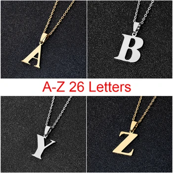 

Trendy A-Z Small Letters Necklace for Women/Girls Stainless Steel Initial Pendant Thin Chain English Letter Jewelry Alfabet Gift