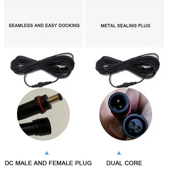 

LED Solar Light Extension Cable 5 Meters Waterproof Power Cord DC5.5x2.1mm Male Female Connector for Solar Lamp hot sale