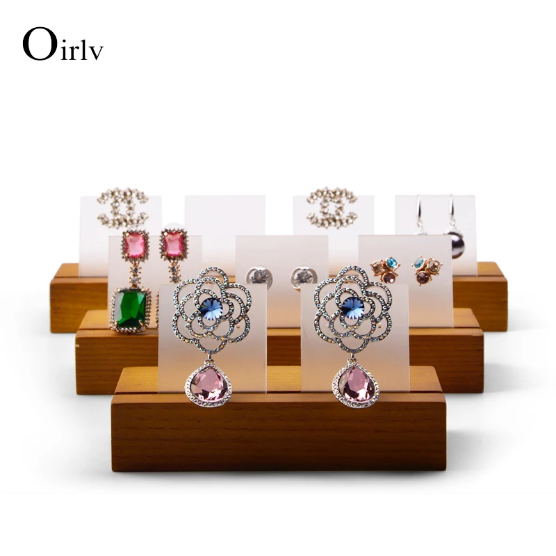 

Oirlv Solid Wooden Jewelry Display Ring Earring Holder Display Jewelry Exhibition Organizer with Acrylic Holder