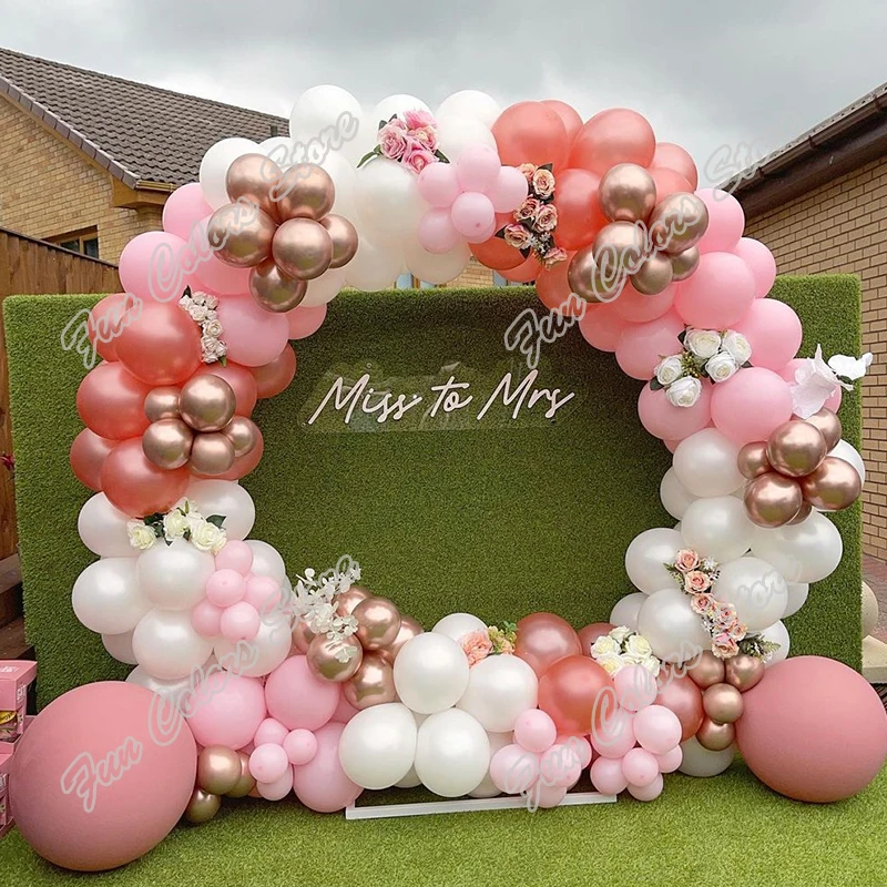 

142pcs Macaron PInk Memorial Day Party Background Baby Shower Kids Toy Pearl White Holidays Celebration Birthday Balloon Garland