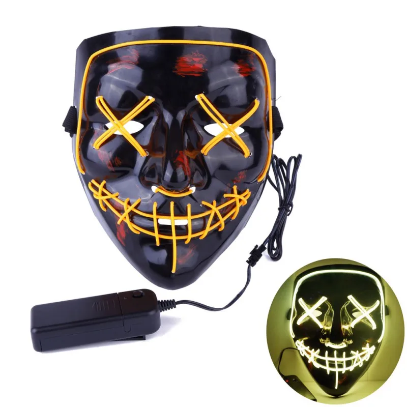 Светодиодный маска на Хэллоуин, вечерние маскарадные маски, неоновая маска, светильник светится в темноте, тушь для ресниц, страшная маска, светящаяся маска, Очищающая маска - Цвет: Y